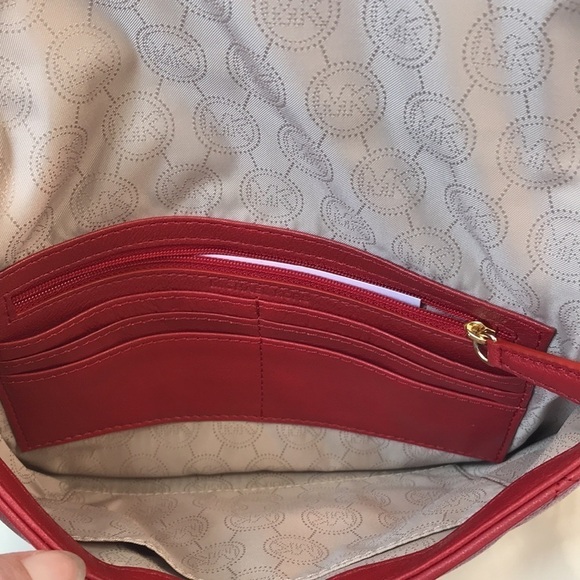 MICHAEL MICHAEL KORS Red Gold Sloan Quilt Studded Clutch - Picture 4 of 6